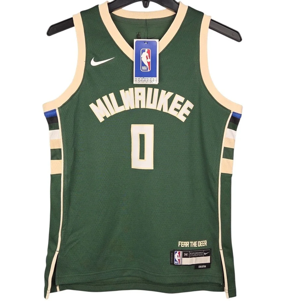 Milwaukee Bucks Damian Lillard‎ Jersey Youth Medium Nike NBA Green Swingman New